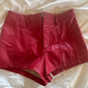 Free people red leather shorts